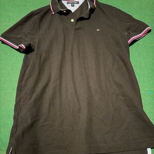Tommy Hilfiger Black Polo with Red and White Accents